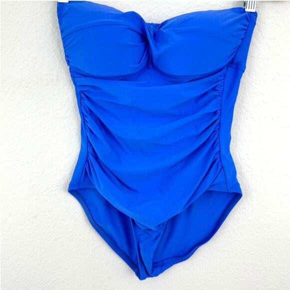 Helen Jon Women's Twist Bandeau One Piece Ruched Swimsuit Blue Size Sample XS - Picture 14 of 14